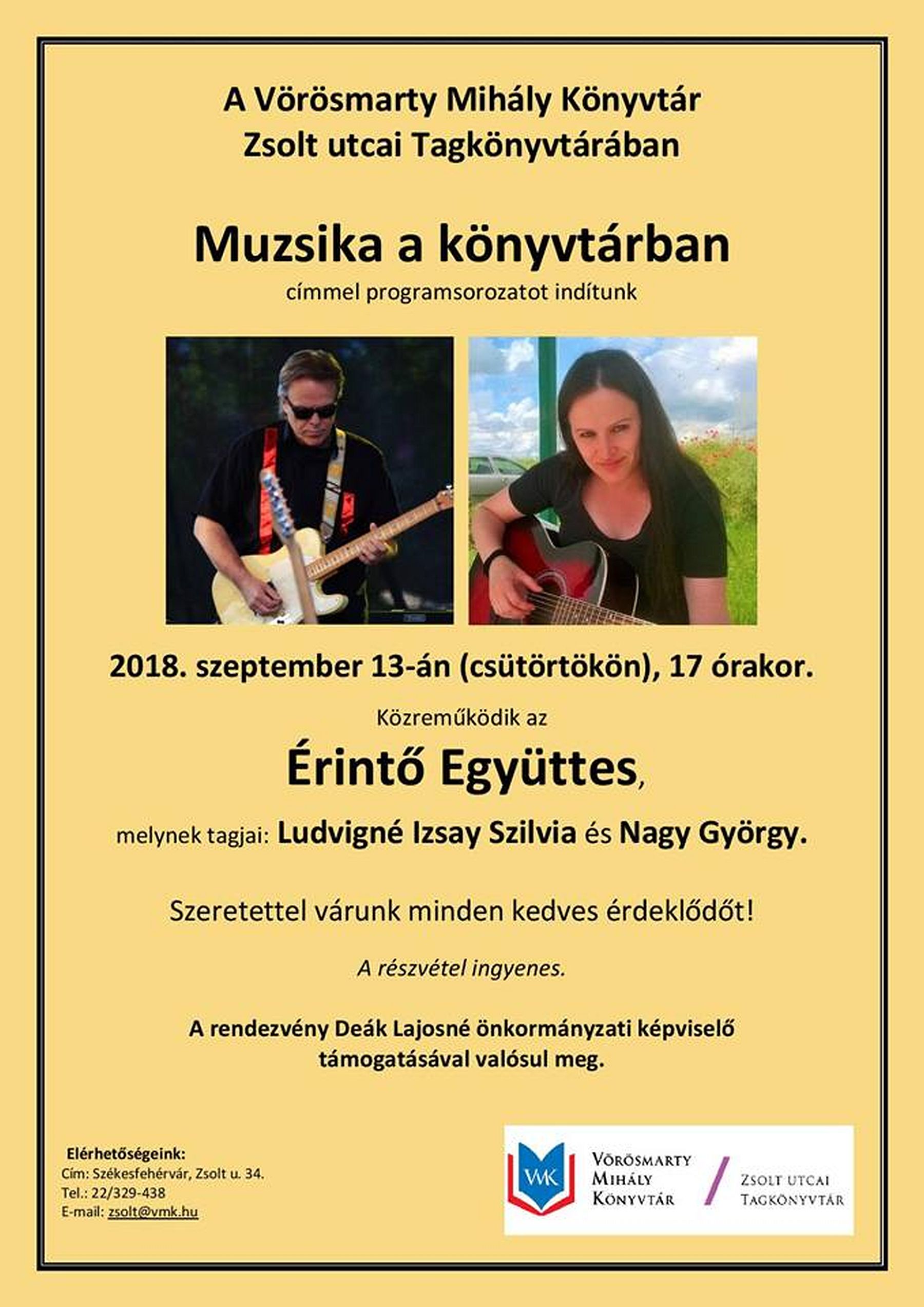 Muzsika a könyvtárban - az Érintő együttes előadása a Zsolt utcai Tagkönyvtárban